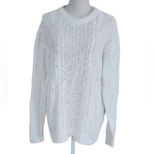 Vtg 80s Banana Republic Cotton Women's White Cable Knit Sweater